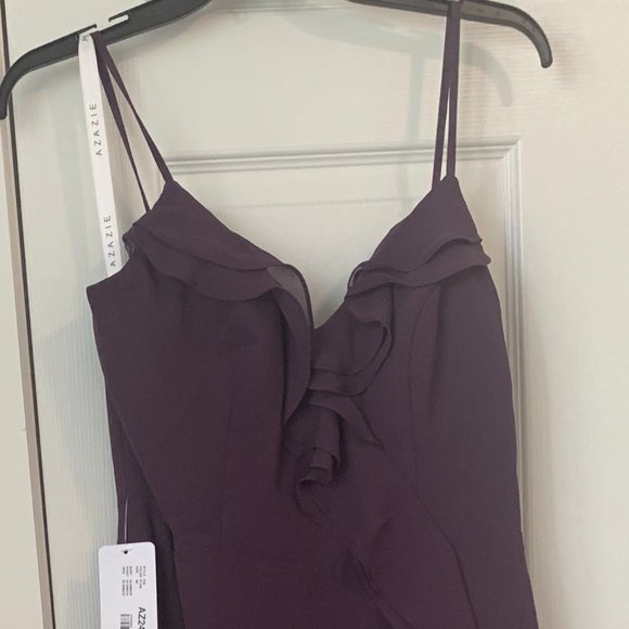 Azazie Kiki Plum Bridesmaid Dress Size 8 HEMMED - Picture 6 of 13